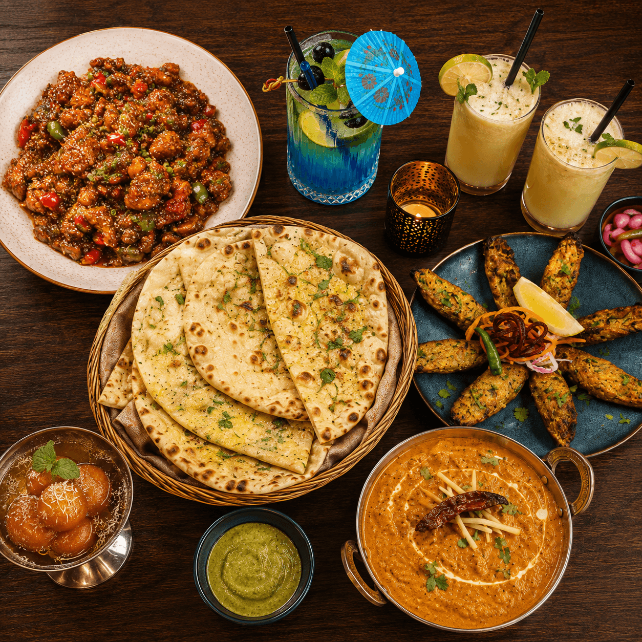 Restaurant hero background showcasing our signature dishes